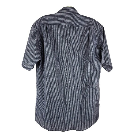 Mens Blue White Short Sleeve Shirt 15.5" Collar Towncraft Button Down    JH1842 - Picture 3 of 7